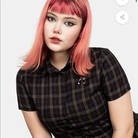 DISTURBIA Jinx Check Co Ord Top - Picture 5 of 8